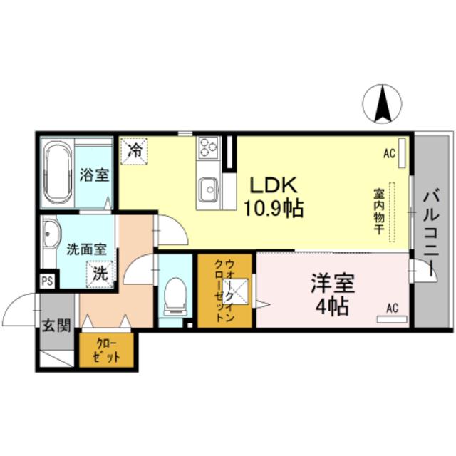 カーサ楯原(1LDK/3階)の間取り写真