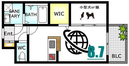シャインライズ江波(1LDK/1階)の間取り写真