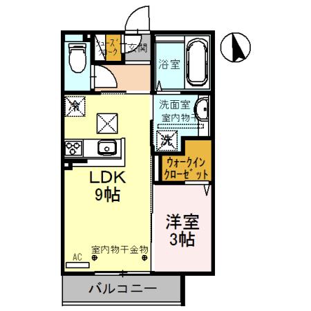 ゼフィール A(1LDK/1階)の間取り写真