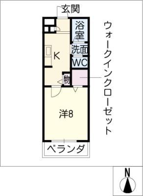 ヴァンベール(1K/1階)の間取り写真