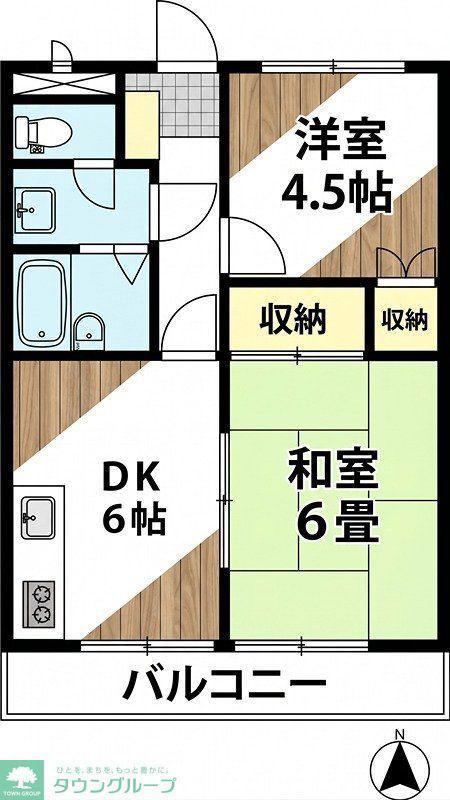 グランデ立川(2DK/1階)の間取り写真