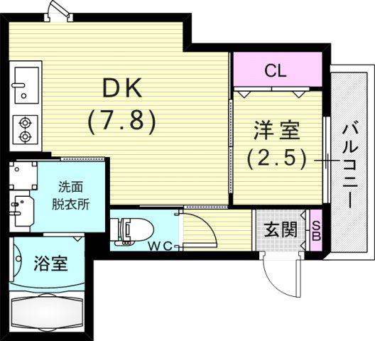 御船D-ROOM(1DK/1階)の間取り写真
