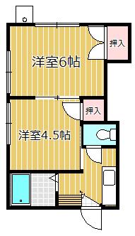 コーポセゾン(2K/1階)の間取り写真