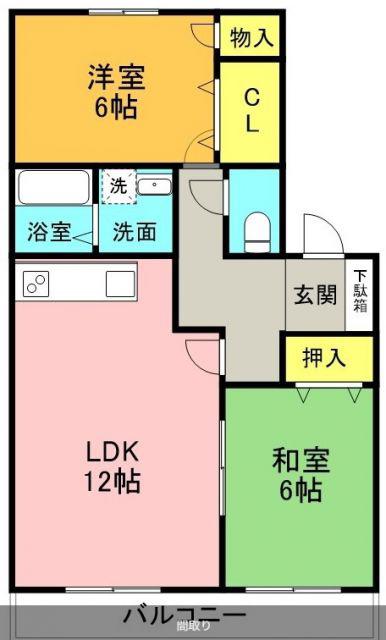 コーポフタバ(2LDK/2階)の間取り写真