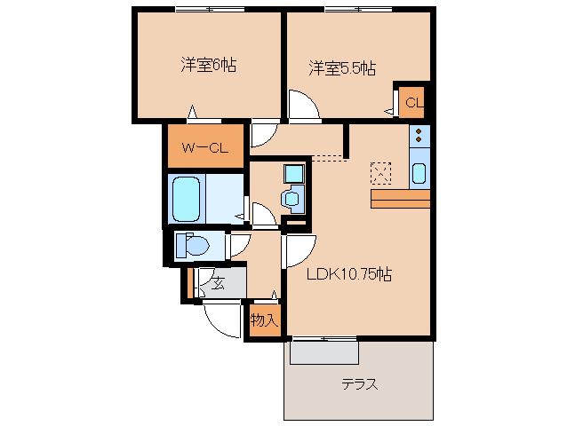 WIT大安寺 I(2LDK/1階)の間取り写真