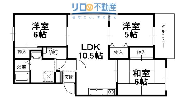 武庫リバーハイツ西野(3LDK/1階)の間取り写真