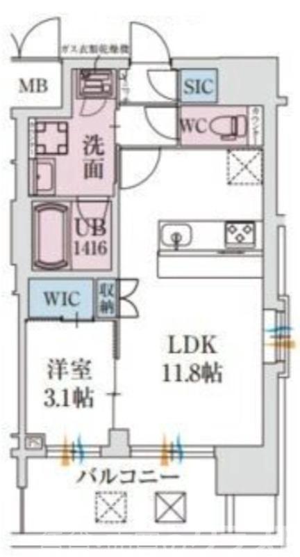 スプランディッド堺東DUE(1LDK/2階)の間取り写真