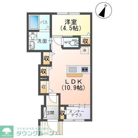 美田園3丁目アパート工事(1LDK/1階)の間取り写真