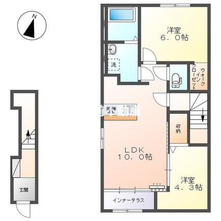 田代新町アパート(1LDK/2階)の間取り写真