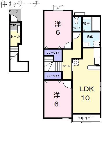 エレガント II(2LDK/2階)の間取り写真