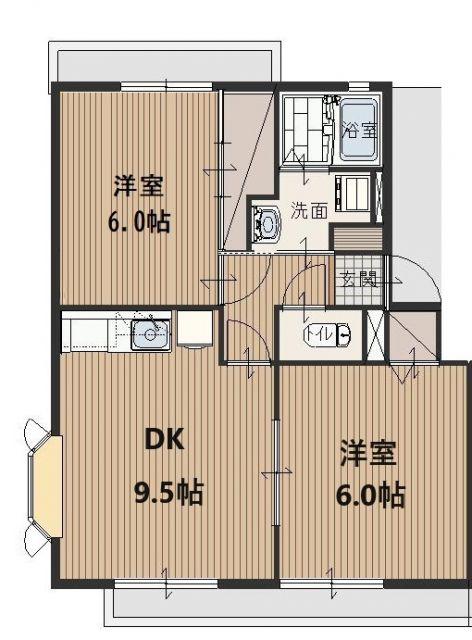 パナステージII(2DK/3階)の間取り写真