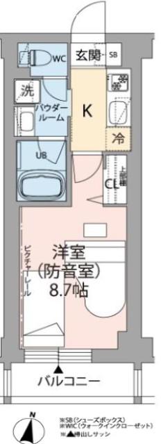 ミュージション世田谷赤堤(1K/2階)の間取り写真