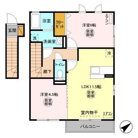 グランシード(2LDK/2階)の間取り写真