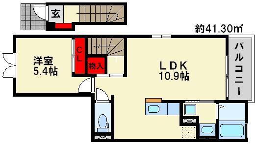 ベストハウス金の隈(1LDK/2階)の間取り写真