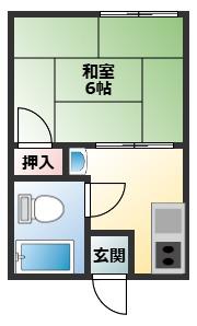 フラワーハイツ(1K/2階)の間取り写真