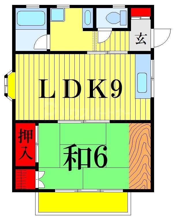 成田スカイアクセス 京成高砂駅 徒歩7分 2階建 築24年(1LDK/2階)の間取り写真