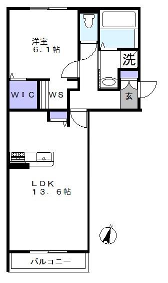大勘ヒルズ(1LDK/1階)の間取り写真