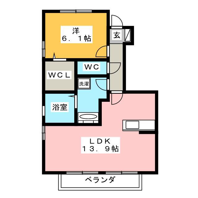 ヴィラソレイユ B(1LDK/1階)の間取り写真