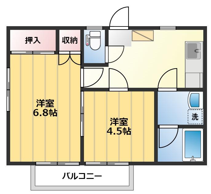 昭和コーポ越生(2K/2階)の間取り写真