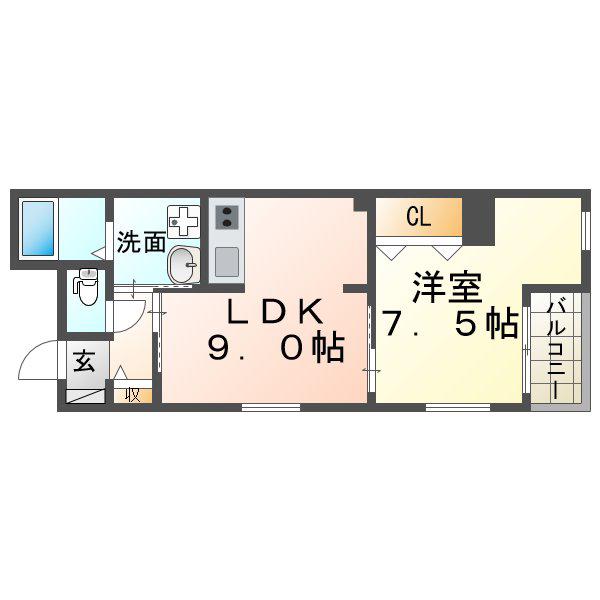 AMAコート(1LDK/4階)の間取り写真