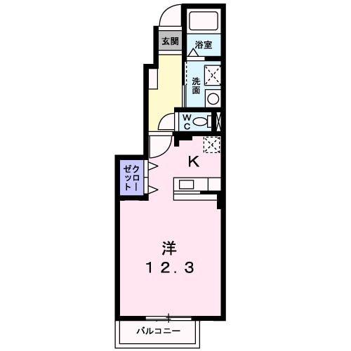 エスパース 彩華B(ワンルーム/1階)の間取り写真