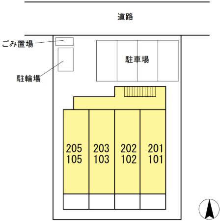 LUANA湘南(1K/2階)の間取り写真