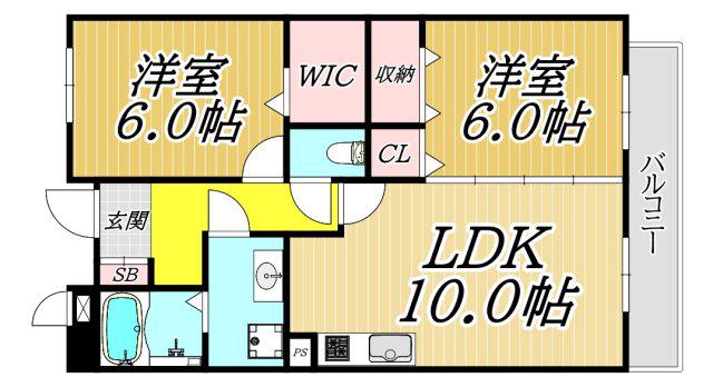 ミッテルハウス(2LDK/1階)の間取り写真