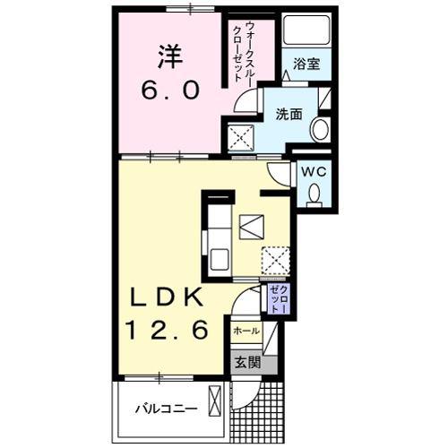 ヴィラ和(1LDK/1階)の間取り写真
