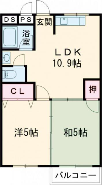 ウィンドヒル住道(2LDK/2階)の間取り写真