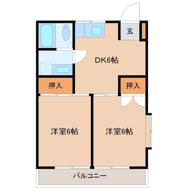 コーポホワイト(2DK/2階)の間取り写真