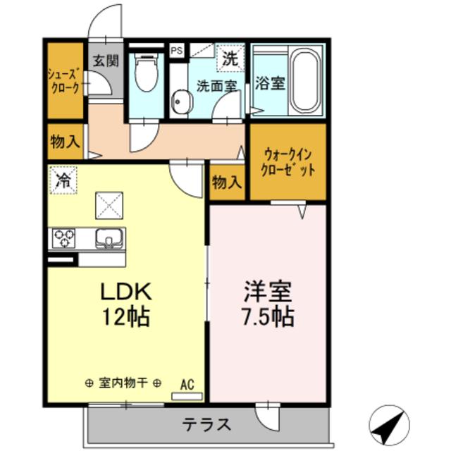 SUNNY HOUSE -サニーハウス-(1LDK/1階)の間取り写真