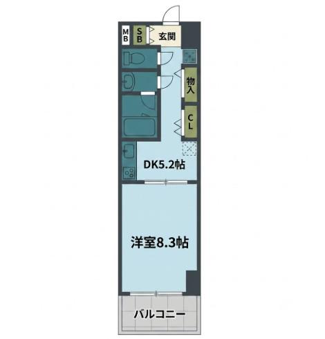 白島城北東亜ビル(1DK/8階)の間取り写真