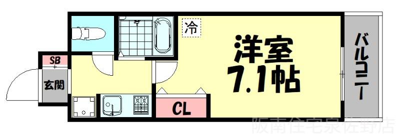 ユニスペースコープ・ISAMU(1K/4階)の間取り写真