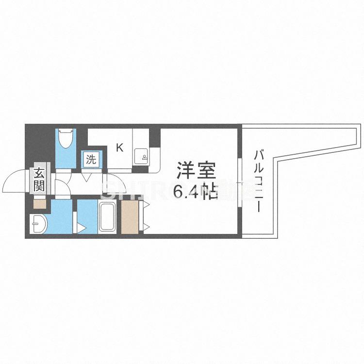レジディア天神橋(1K/2階)の間取り写真