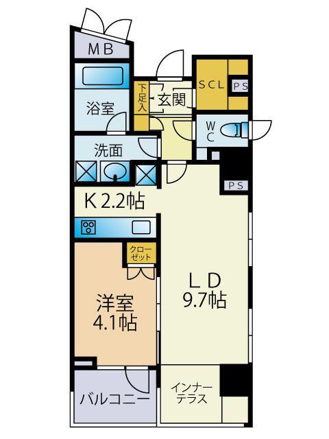 クオリア恵比寿イースト(1LDK/5階)の間取り写真