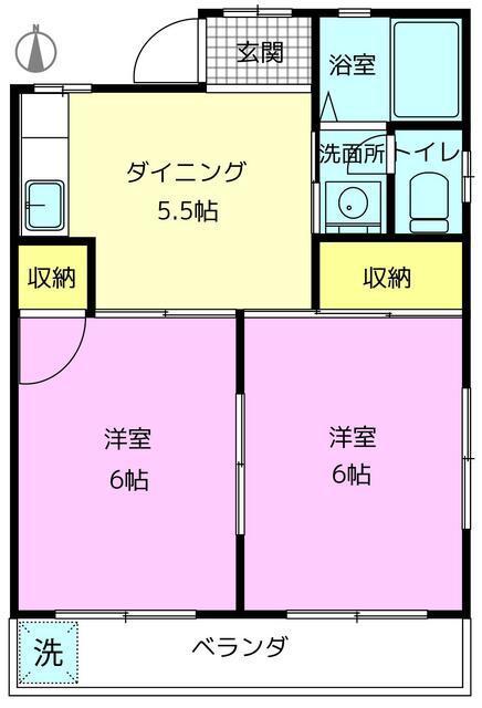 アーバンハイツ(2DK/2階)の間取り写真