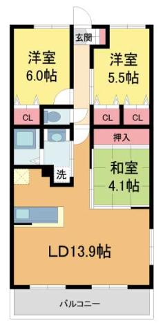 レジェンダリー甲子園浦風町(3LDK/3階)の間取り写真