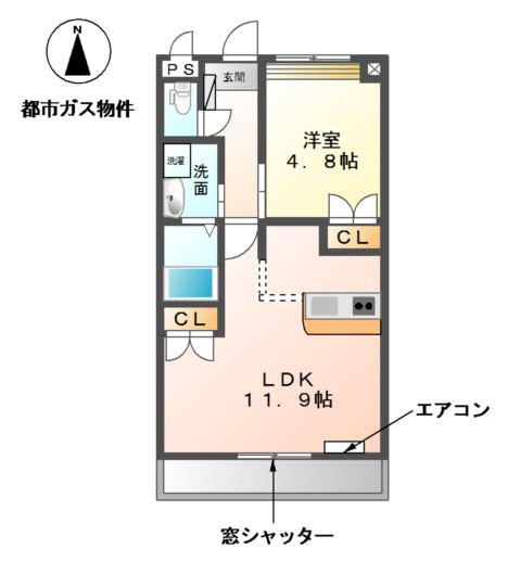 フィオーレ デ ローザ(1LDK/1階)の間取り写真