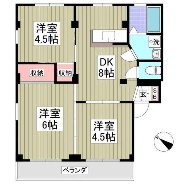 クオリティ所沢(3DK/2階)の間取り写真