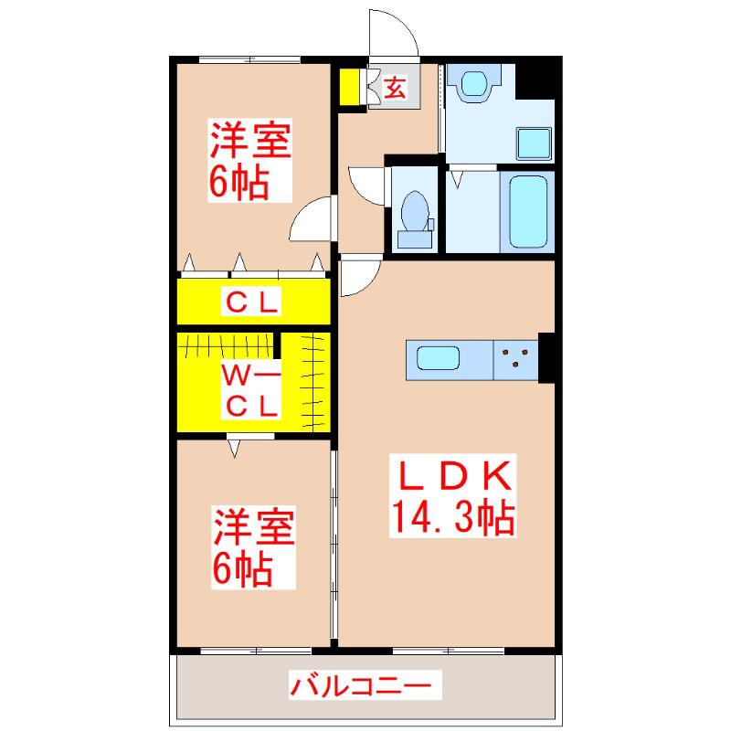 サンフォレストI(2LDK/1階)の間取り写真