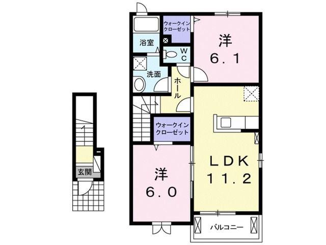 シャリテ II(2LDK/2階)の間取り写真