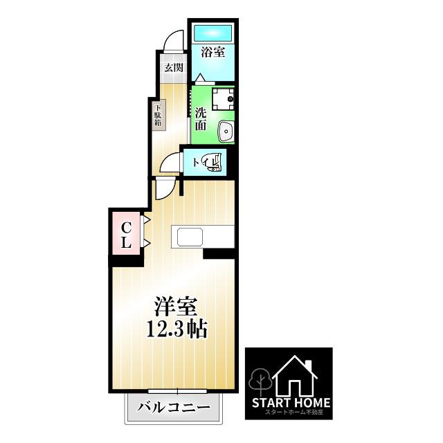 ルミナス藍住A(ワンルーム/1階)の間取り写真