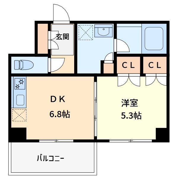 LA CLAIR 南浦和(1DK/7階)の間取り写真