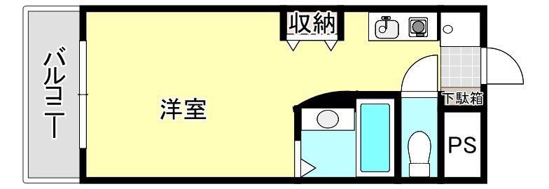 ルエメゾンロワール西新(ワンルーム/1階)の間取り写真