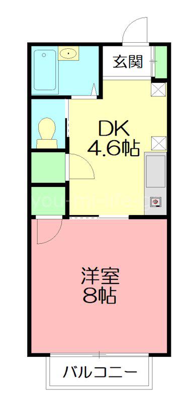 BELLハイツ湘南(1DK/2階)の間取り写真