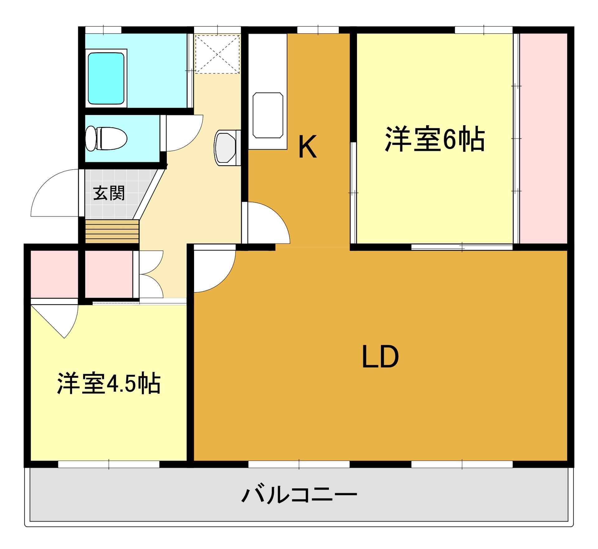 ラ・フォンテ相生(2LDK/2階)の間取り写真
