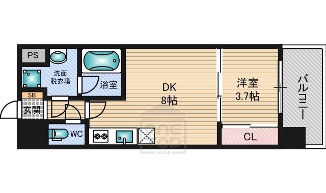 ライブガーデン江坂2(1LDK/8階)の間取り写真