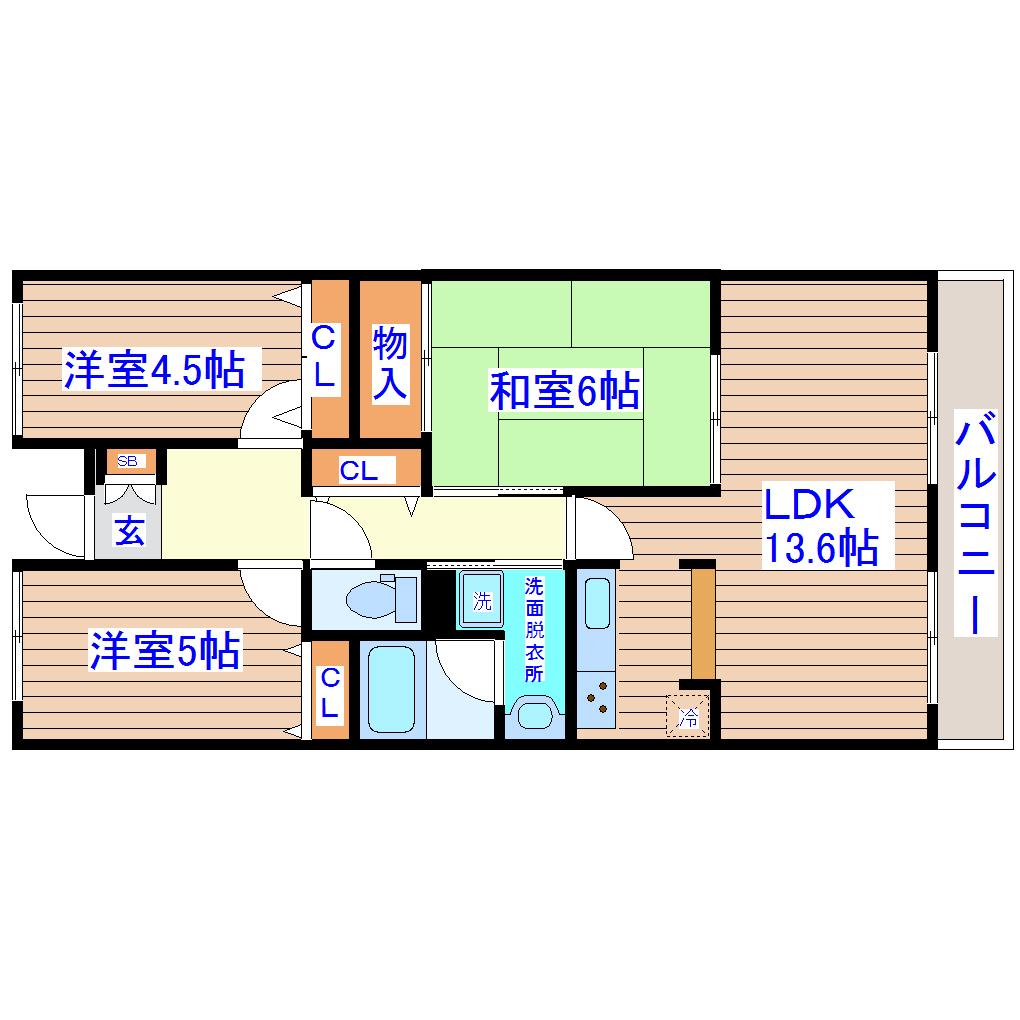 ルシード上飯田(3LDK/4階)の間取り写真