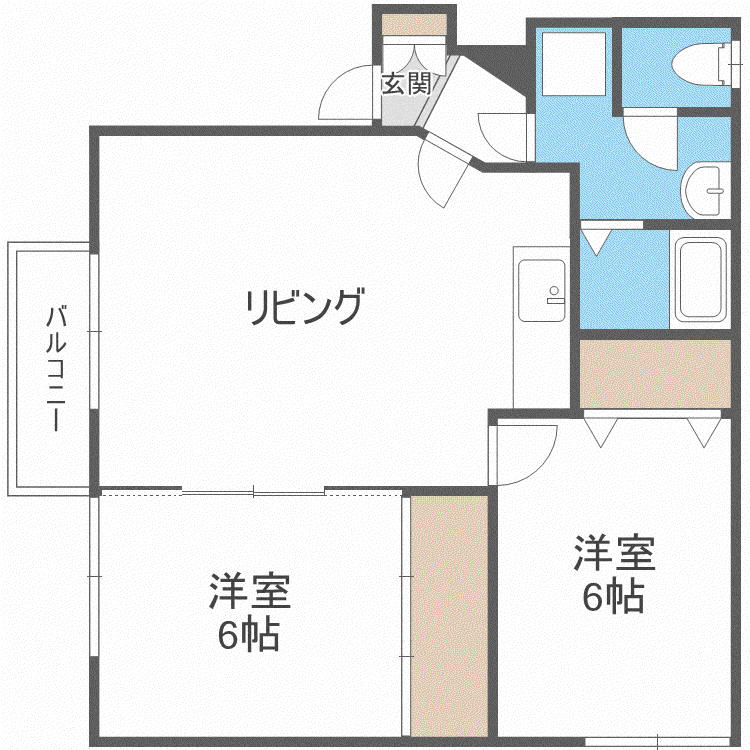 リラコート八軒(2LDK/2階)の間取り写真