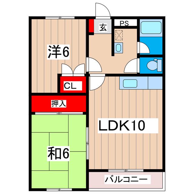 フラット大沼(2LDK/3階)の間取り写真